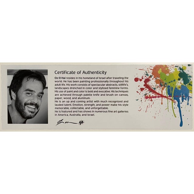 Red Oz El Hai 1, Original Oz El Hai Israeli Pop Art Vibrant Lacquer Enamel Painting Colorful Love, c. 20th century For Sale - Image 8 of 9