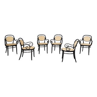 Italian Chairs in Straw and Wood for Sautto and Liberale, 1930s, Set of 6 For Sale