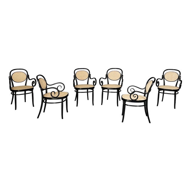 Italian Chairs in Straw and Wood for Sautto and Liberale, 1930s, Set of 6 For Sale