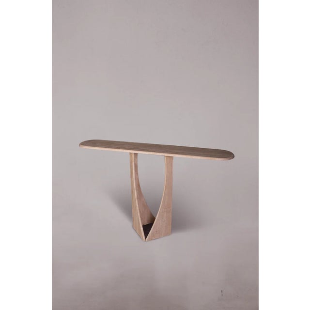 Contemporary Manchot Travertine Console Table 35.4"h For Sale - Image 3 of 8