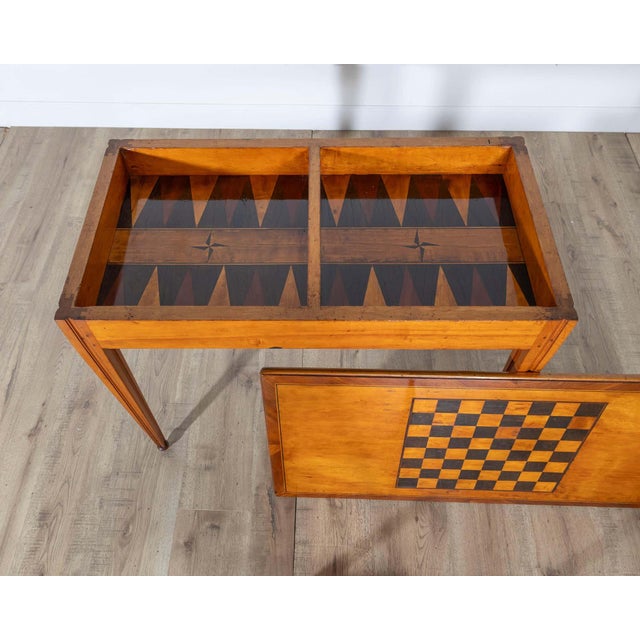 19th Century Late Gustavian Cherry and Nutwood Game Table with Checkerboard and Backgammon For Sale - Image 9 of 9