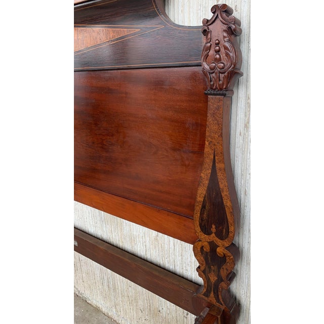 Antique Italian Victorian Carved Walnut Highback Full Bedframe For Sale - Image 9 of 13