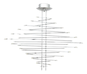 Modern Italian Chrome and Glass Suspension Light