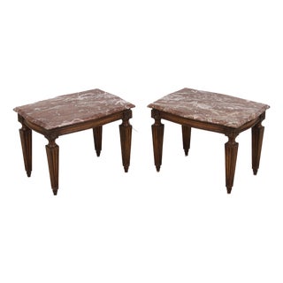 Pair Vintage Italian Neoclassical Marble Top Occasional Tables For Sale