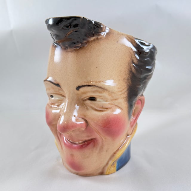 De Sarreguemines Sarreguemines Large French Character Jug, the Admiral, Dated 1904 For Sale - Image 4 of 12