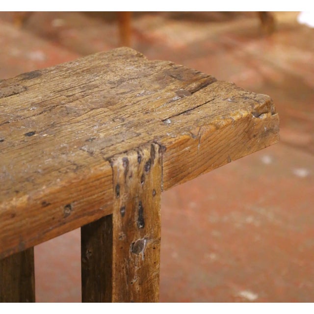 Tan 19th Century French Oak Carpenter’s Press Console Table With Bottom Shelf For Sale - Image 8 of 13
