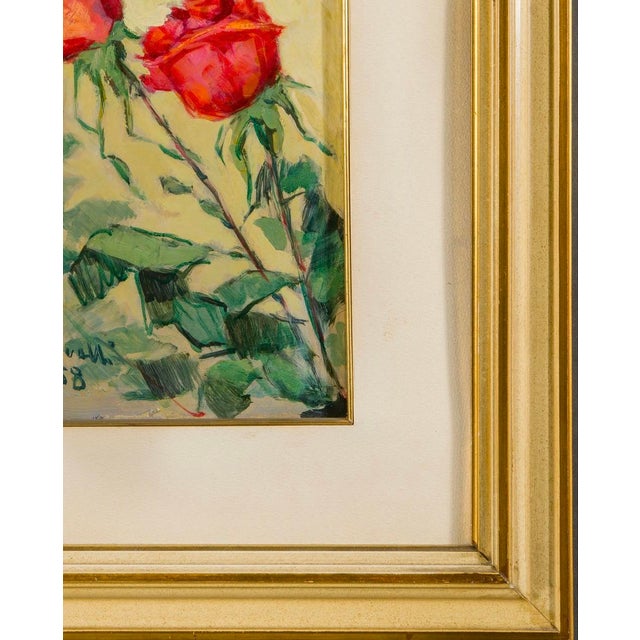 Vittorio Novelli, Still Life with Flowers, 1958, Oil Painting on Cardboard, Framed For Sale - Image 10 of 11