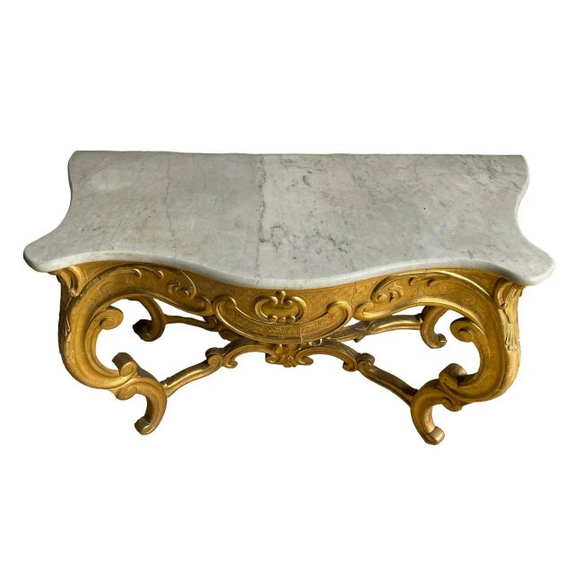 19th Century Louis XV Golden Console For Sale - Image 4 of 13