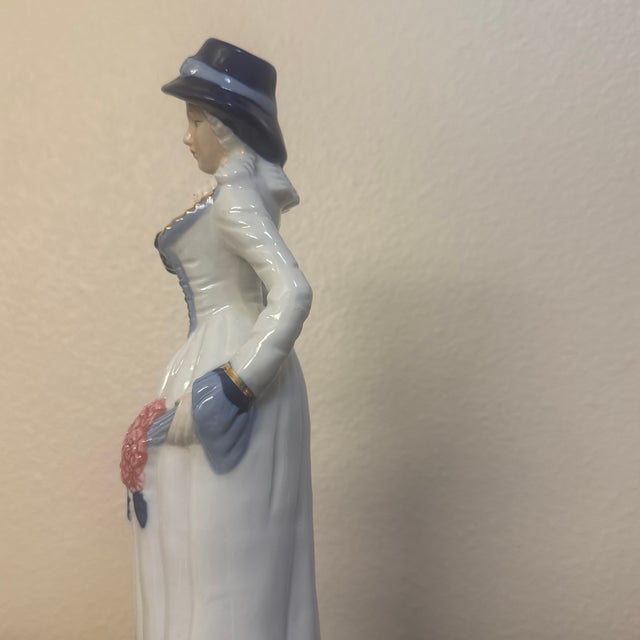 Ceramic Vintage Mid-Century Glazed Porcelain Figurine of a Victorian Lady With Parasol For Sale - Image 7 of 12