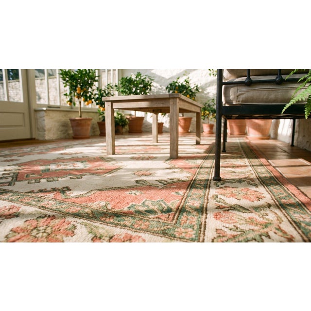 1900s Green Asparagus Diamond Antique Caucasian Karabagh Rug 3'6" X 7'2" Handknotted Wool Carpet For Sale - Image 11 of 12