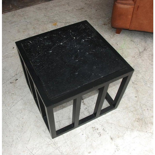 Mission 1980s Ebonized Marble Side Table For Sale - Image 3 of 8