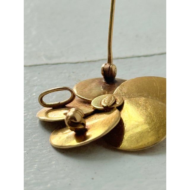 1950s Vintage Mid Century Carl Art 10k Gold Dogwood Blossom Seed Pearl Brooch Pin For Sale - Image 5 of 12