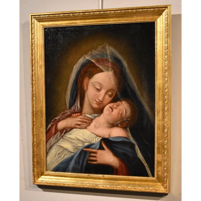 Follower of Giovan Battista Salvi Detto Il Sassoferrato, Madonna and Child, 1750, Oil on Canvas For Sale - Image 6 of 13