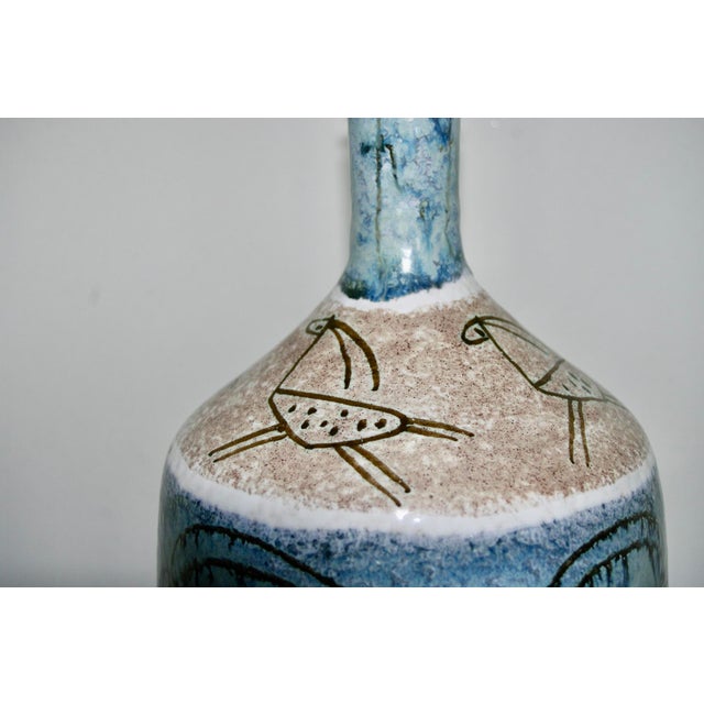 Alvaro Cartei, renowned Italian artist as a painter and ceramicist, large ceramic lamp with parietal art decoration,...