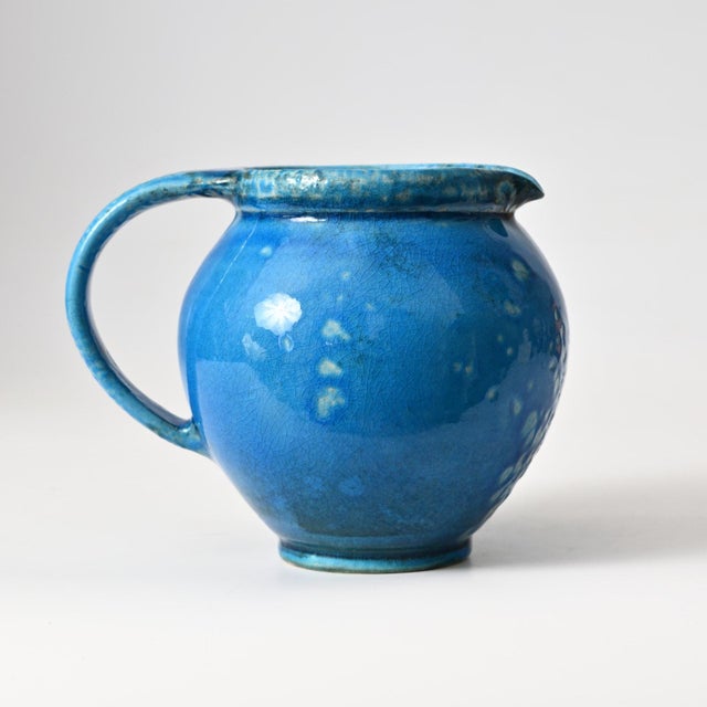 Danish Blue Glazed Ceramic Jug from Kahler, 1960s, in Very Good conditions. Designed 1960 to 1969 This piece has an...