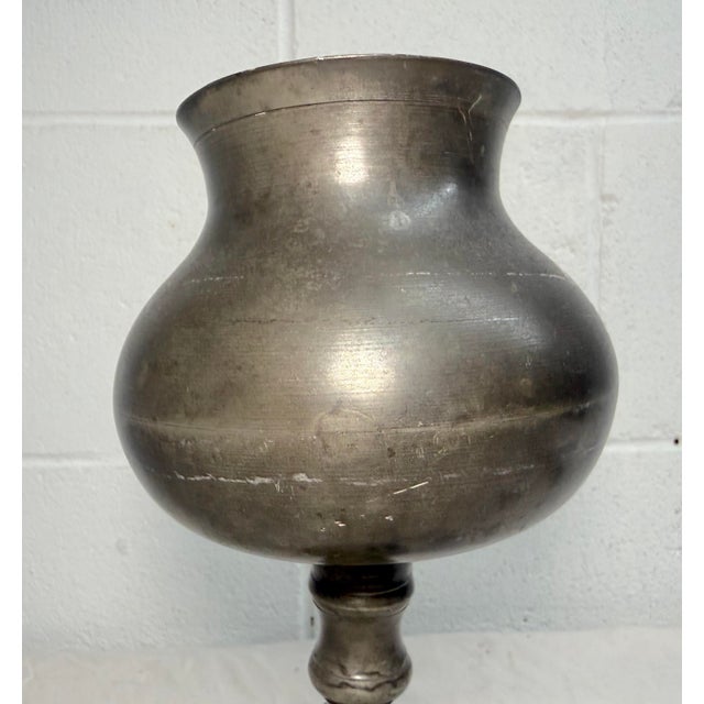 Renaissance Rare Antique 17th Century English Renaissance Turned Pewter Stem Chalice Mug For Sale - Image 3 of 12