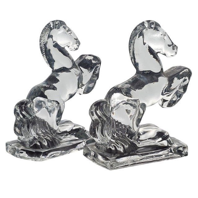 Pair of New Martinsville Glass Art Deco Rearing Horse Bookends, 1930s–40s Usa For Sale In San Francisco - Image 6 of 13