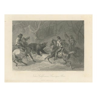 Native Californians Lassoing a Bear, 1873, Paper For Sale