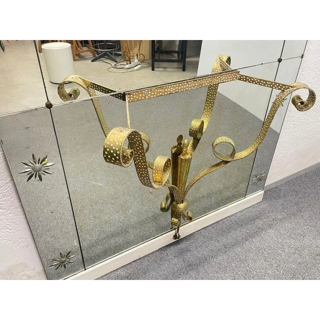 Metal Mid-Century Italian Modern Mirror with Console by Pier Luigi Colli for Cristal Arte, Set of 2 For Sale - Image 7 of 18