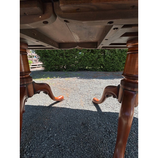 Brown Monumental Vintage Walnut Dining Table With Queen Anne Style Pedestals For Sale - Image 8 of 18