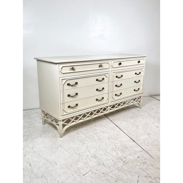 Boho Chic Vintage Ficks Reed 60" Rattan Chest of Drawers For Sale - Image 3 of 12