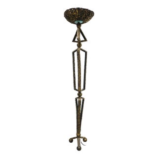 Dutch Brutalist Hand-Crafted Floor Lamp in Brass and Metal, 1980 For Sale
