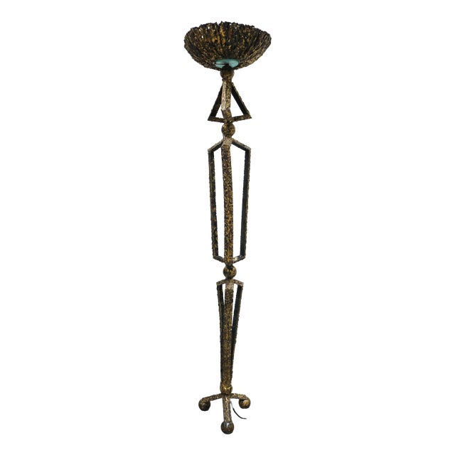 Dutch Brutalist Hand-Crafted Floor Lamp in Brass and Metal, 1980 For Sale