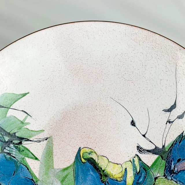 Vintage Mid Century Modern Painted Enamel Copper Bowl by Lilyan Bachrach Signed For Sale In Baltimore - Image 6 of 13