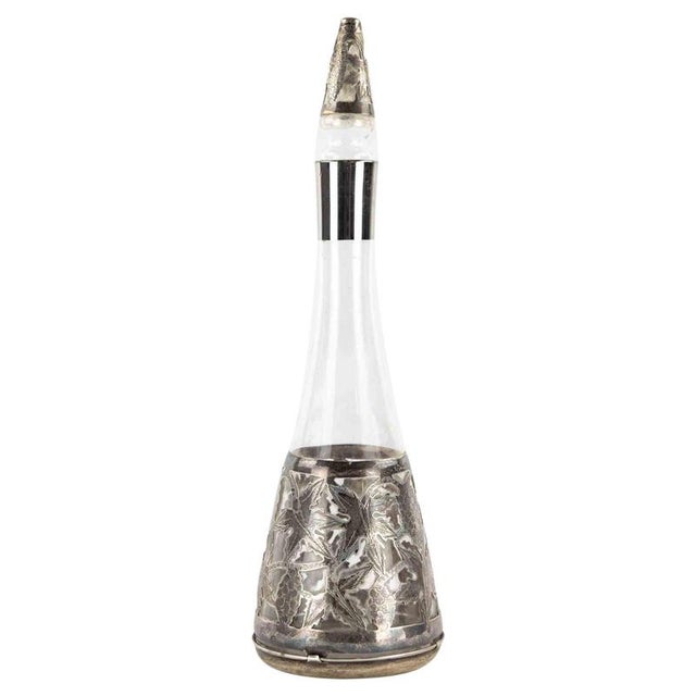 Jugendstil Sterling Overlay Glass Decanter, Early 20th Century For Sale - Image 5 of 5