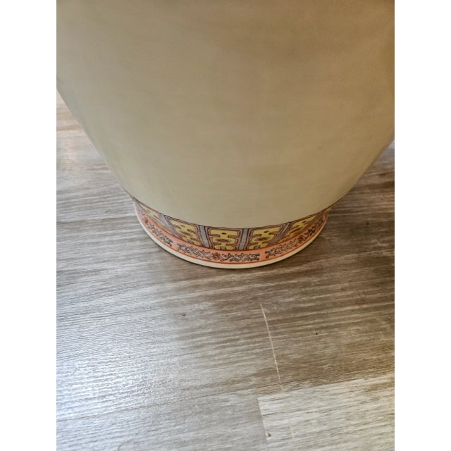Vintage Tall Porcelain Chinese Vase With Great Colors For Sale - Image 4 of 5
