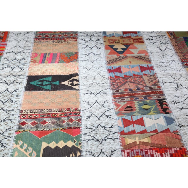 Art Deco Artisan Vintage Patchwork Rug Crafted From Handwoven Rugs and Kilims - 6' 8'' X 8' 5'' For Sale - Image 3 of 10