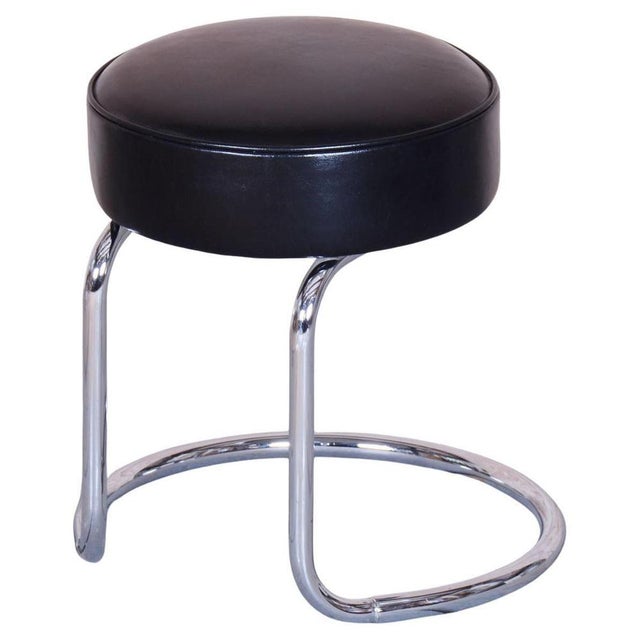 Bauhaus Stool in Chrome-Plated Steel and Leather, 1950s For Sale - Image 11 of 11
