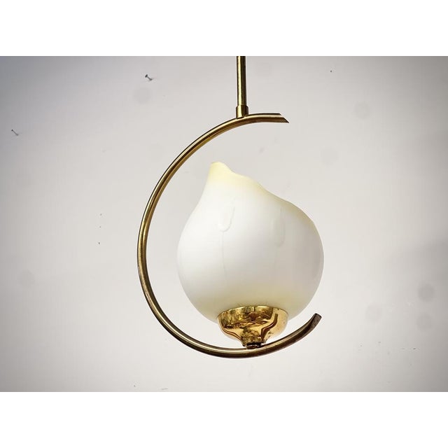 Mid-Century Modern Opaline Glass and Brass Pendant, Sweden, 1950s For Sale - Image 9 of 11