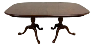 Vintage Drexel Georgian Style Cherry Double Pedestal Dining Table