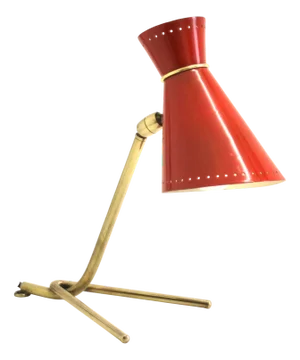 Vintage French Red Diabolo Cocotte Table or Wall Lamp with Tripod Base, 1950s