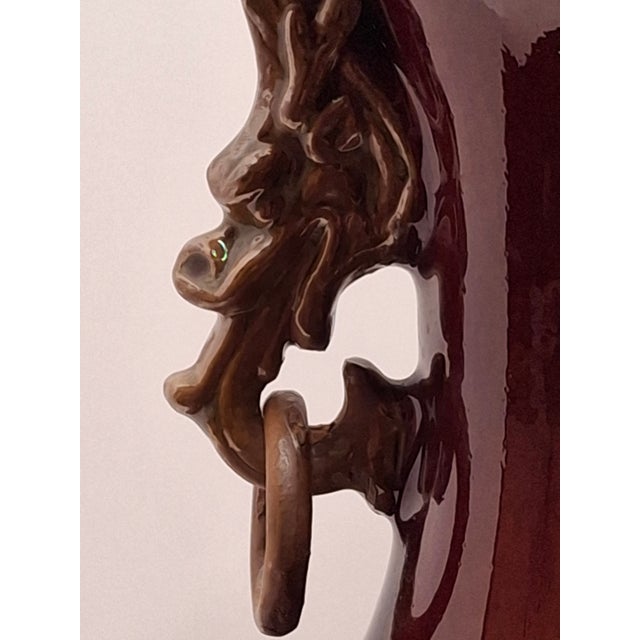 Antique 19th C Chinese Sang De Boeuf Oxblood Flambe Hu Vase - Dragon Handles For Sale - Image 10 of 13