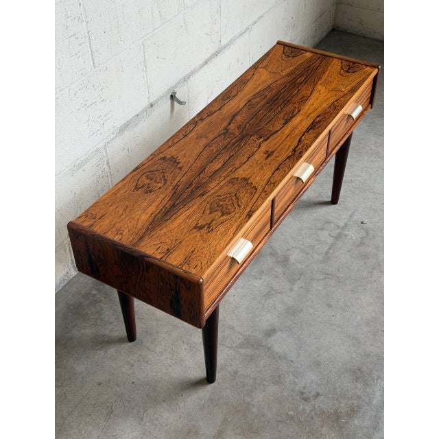 Rosewood Entry Table Small Three Drawer Denmark 1960s For Sale In Los Angeles - Image 6 of 10