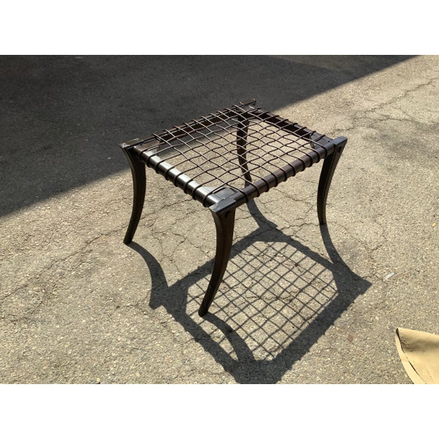 Wood Early 21st Century Mid-Century Klismos-Style Ottoman For Sale - Image 7 of 9