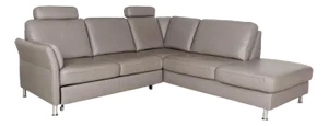 Leather Corner Grey Sofa from Polipol Polinova