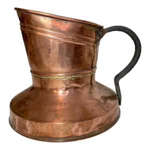 Rare Antique Handmade Copper Wrought Iron Dovetailed Spittoon Jug Pot W/ Handle