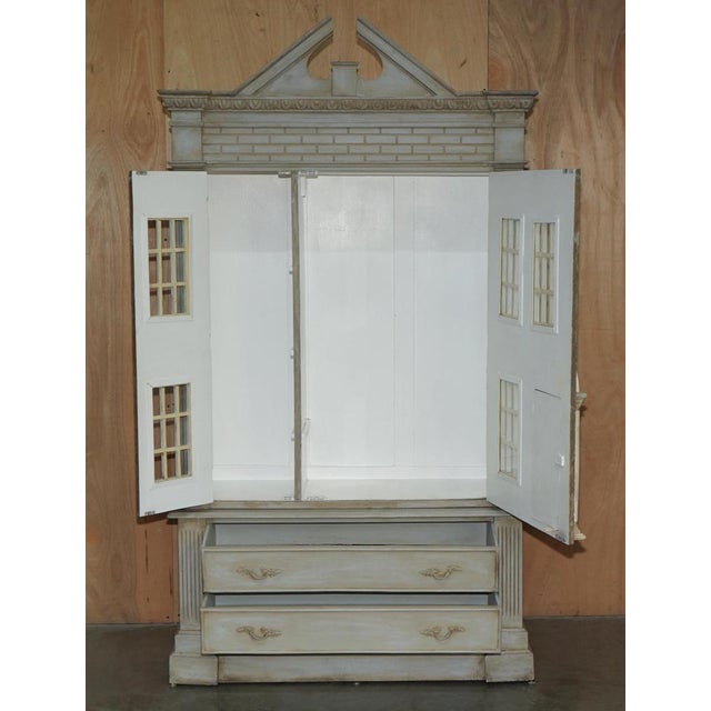 Tall Antique Georgian Painted Town House Wardrobe with Drawers For Sale - Image 13 of 16