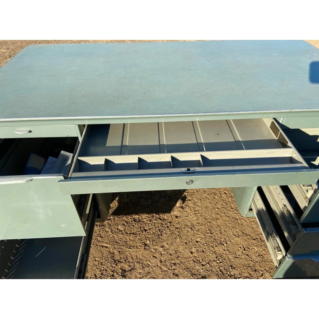 1960s Vintage Mid Century Modern Metal Tanker Desk by General Fireproofing For Sale - Image 11 of 12