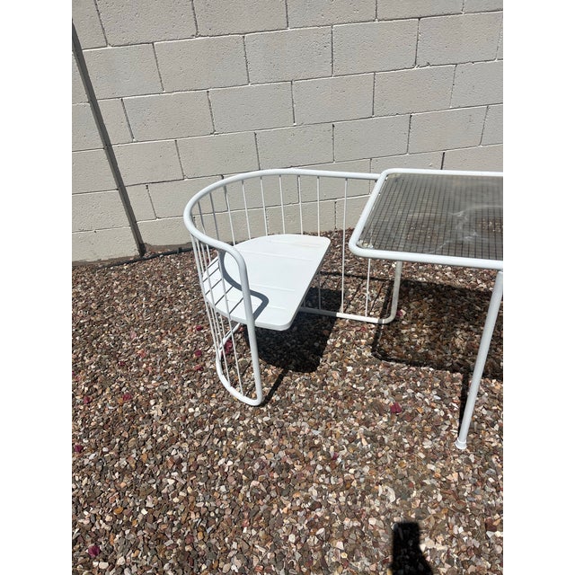 Iconic Emu Italian wire bistro system from the 1960s or 1970’s. This vintage white patio set is a hard-to-find Italian...