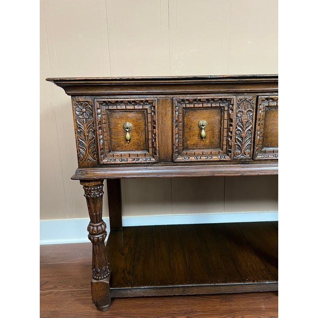 Antique English Dresser Base Sideboard Potboard Jacobean Carved Oak C1890 For Sale - Image 11 of 18