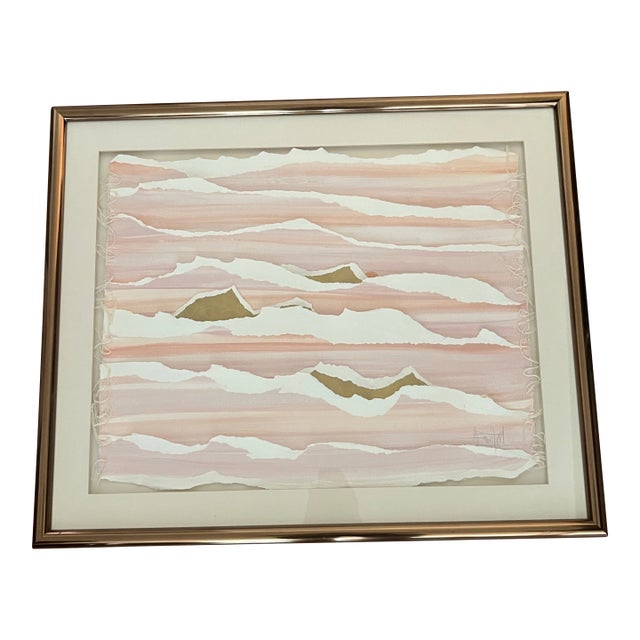 Layered Fabric Textile Framed Art in Copper Frame For Sale