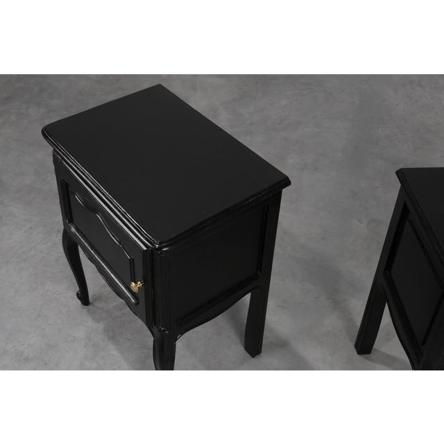 Vintage French Nightstands in Carved Wood, 1950s, Set of 2 For Sale - Image 11 of 13