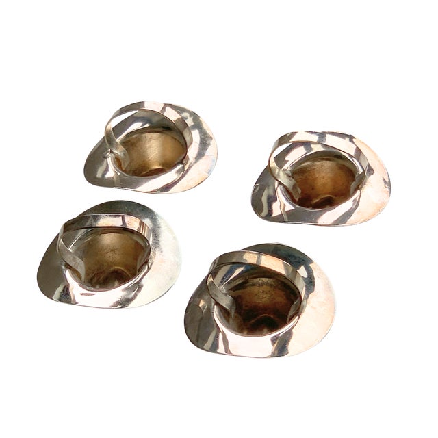 American Vintage Silver-Tone Cowboy Hat Napkin Rings, Set of Four For Sale - Image 3 of 4