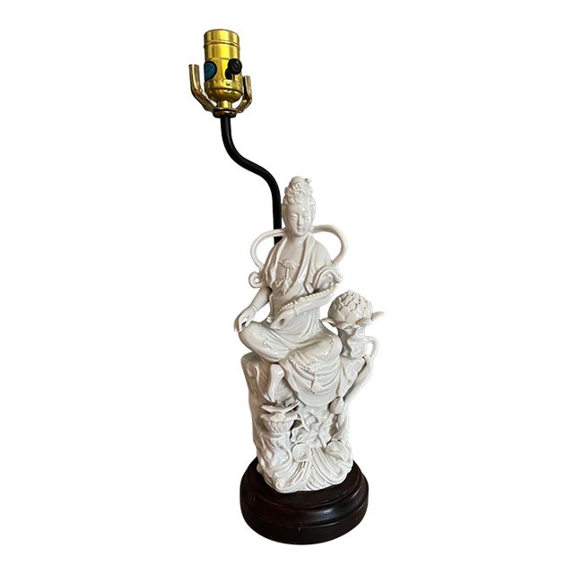 Blanc De Chine Figural MCM Asian Lamp For Sale