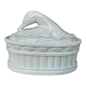 French Trompe l'Oeil White Porcelain Duck Pâté Tureen