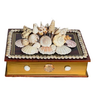Vintage Sea Shell Encrusted Book Box For Sale